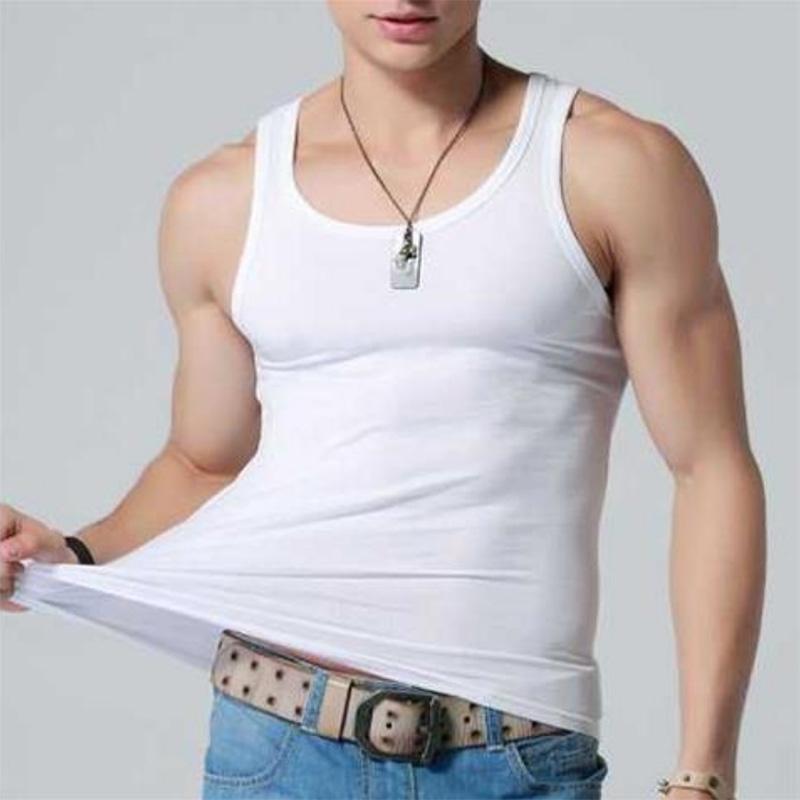 Men's Sports and Leisure Vest Solid Color Cotton Bottoming Elastic Fitness Tight Sports Hurdle Running Sweat-absorbing