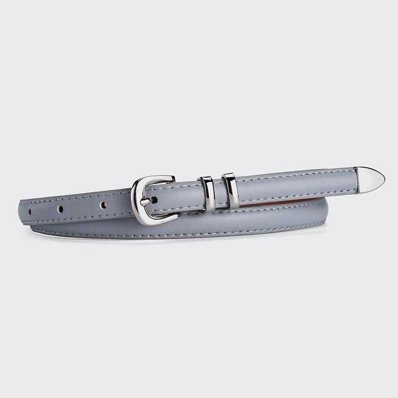 Versatile And Chic Women's Thin Pu Leather Belt Set With Elegant Silver Buckle