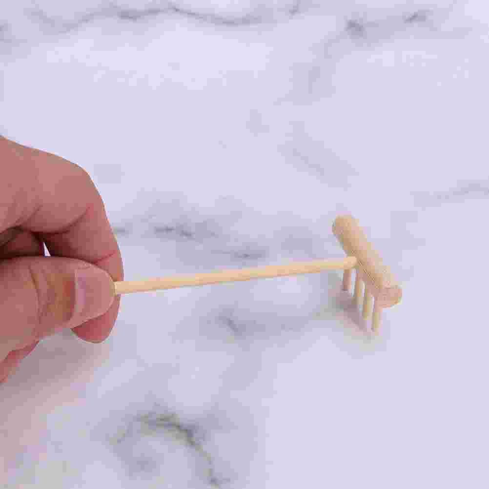 10 Pezzi Accessori Tavolo di Sabbia Strumenti per Gioielli Giocattoli da Esterno Mini Rastrello per Sabbiera Giardino Zen da Tavolo in Bambù in Stile Giapponese