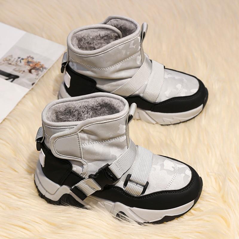 28-38 Children's Winter Plus Plush Warm Snow Boots Cotton Boots Fashionable Waterproof Sports Shoes