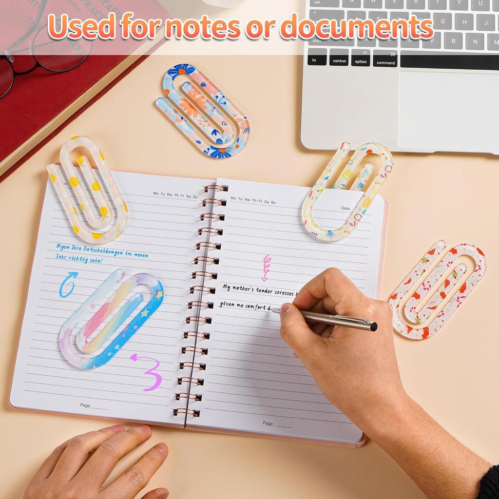 12 Pcs Sublimation Paper Clips Blanks Jumbo, 4x2 Inch Jumbo Paper Clips Clear for Heat Transfer DIY Design, Acrylic Sublimation Blanks for Crafts,