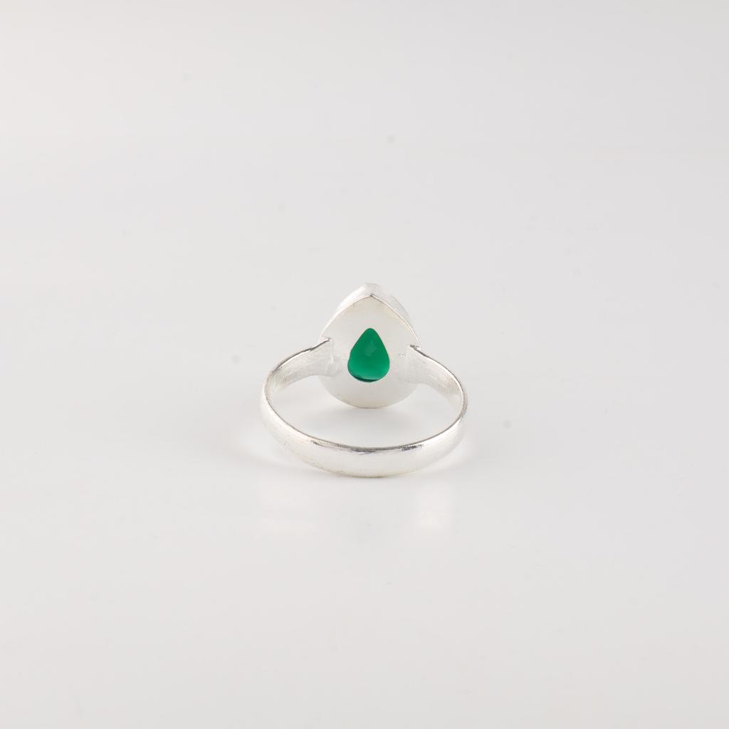 Green Onyx gemstone 925 Sterling Silver Handcrafted Jewelry Women Ring Anniversary Gift RR-76-18