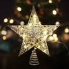 20led Glitter Christmas Tree Toppers Star Christmas Tree Decoration For Home Festive Holiday Party