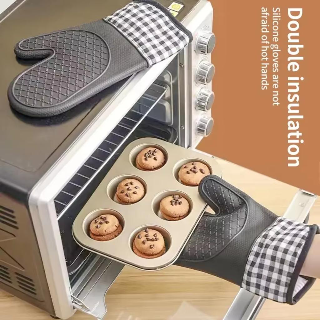 Guanto Isolato in Silicone, Antiscivolo, Allungato, Ispessito, Dispositivo da Cucina Resistente alle Alte Temperature Anti Scottatura