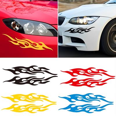 2 Stück Autoaufkleber Modifizierte Flammenaufkleber Kratzer Motorrad Stoßstange Haube Rückspiegel Kopfabdeckung Aufkleber Auto Styling Dekor