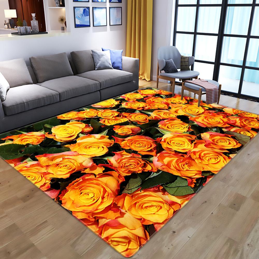 Cartoon Home Floor Mat Living Room Bedroom Carpet Rose Carpet Floor Mat