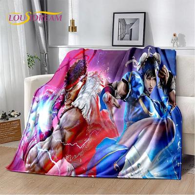 Street Fighter Retro Game Gamer Zacht Pluche Deken, Flanellen Deken Plaid voor Woonkamer Slaapkamer Bed Bank Picknickhoes