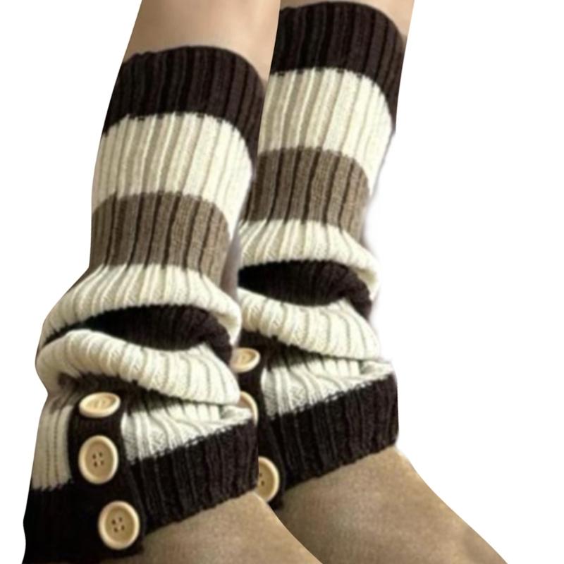 Lolitas Leg Warmers for Women Girls Button Leg Warmer Winter Knitted Long Socks Gothic Harajuku Leg Cover Streetwear