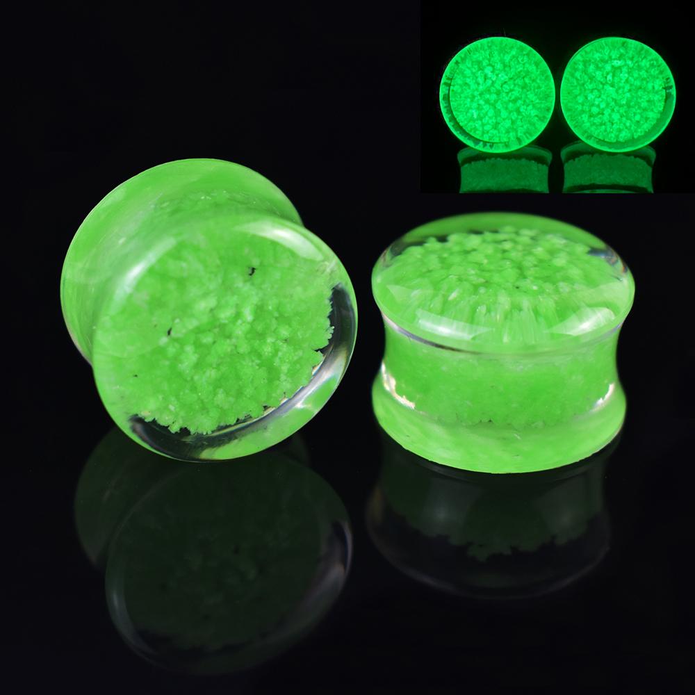 

2 шт. 6-50 мм светящиеся в темноте беруши туннели калибры расширитель для ушей растяжитель украшения для тела для женщин мужчин 12mm зелёный