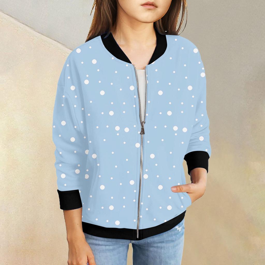 Girls Zip Up Jackets Kids Fall Long Sleeve Sweatshirts Outerwear With Pockets 5-15Years