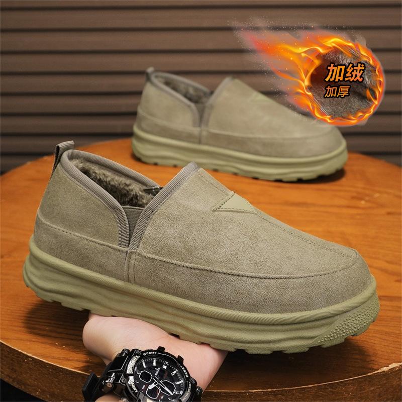 

Winter new velvet warm leisure sports lazy wear-resistant labor cotton shoes 44 standard sneaker size зелений