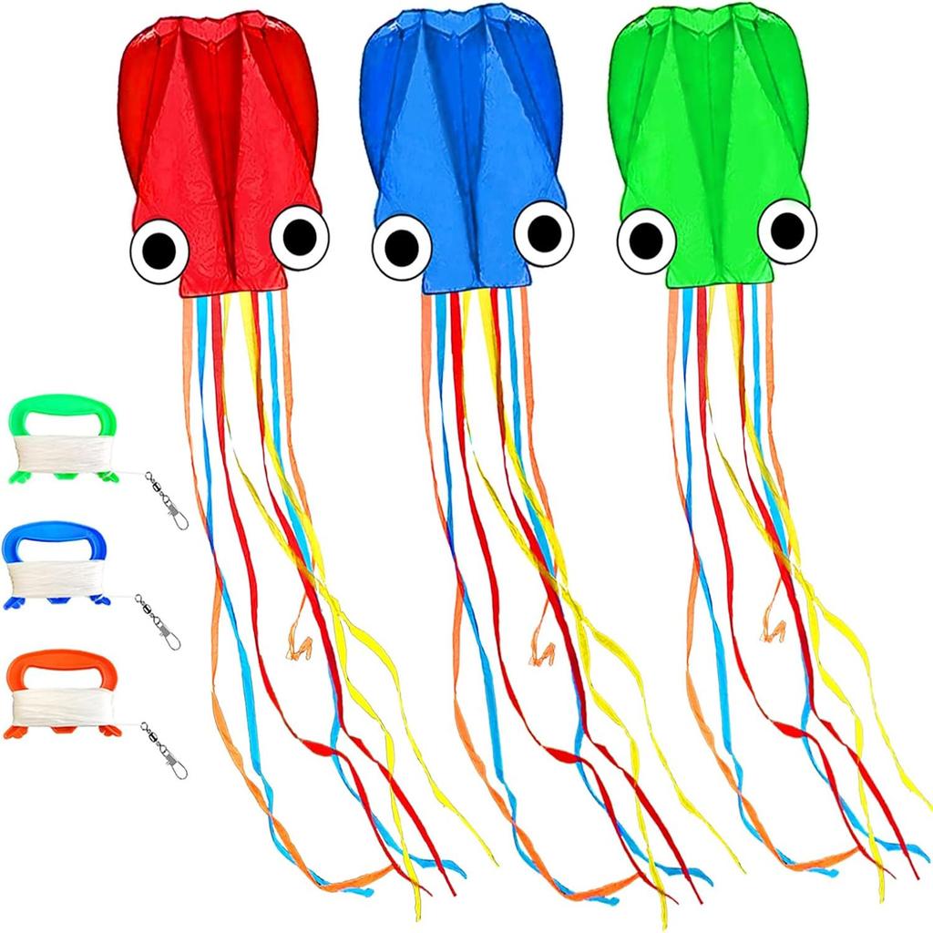 Large Octopus Kites Easy Flyer Kites With Long Tail Beach Kites For Kids And Adults With A 100-Meter Flying Line Random Color