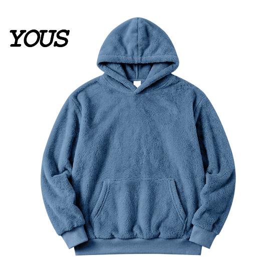 Bequeme Hauskleidung Herren Plüsch Hoodie, Teddy Fleece Pullover Sweatshirt mit Kängurutasche, Lockerer Weicher Samt Kapuzenpullover Passform Flauschig Warm Winter