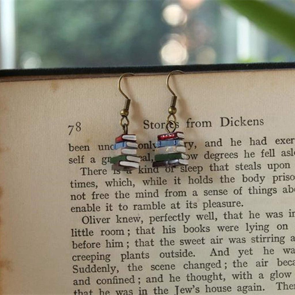 Ladies' Creative Multi Color Book Earrings