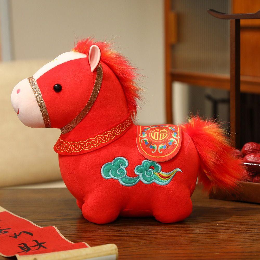 Fluffy Horse Plush Doll Creative Cartoon Steed Doll Funny Standing Foal Plush Pillow  Year of Horse