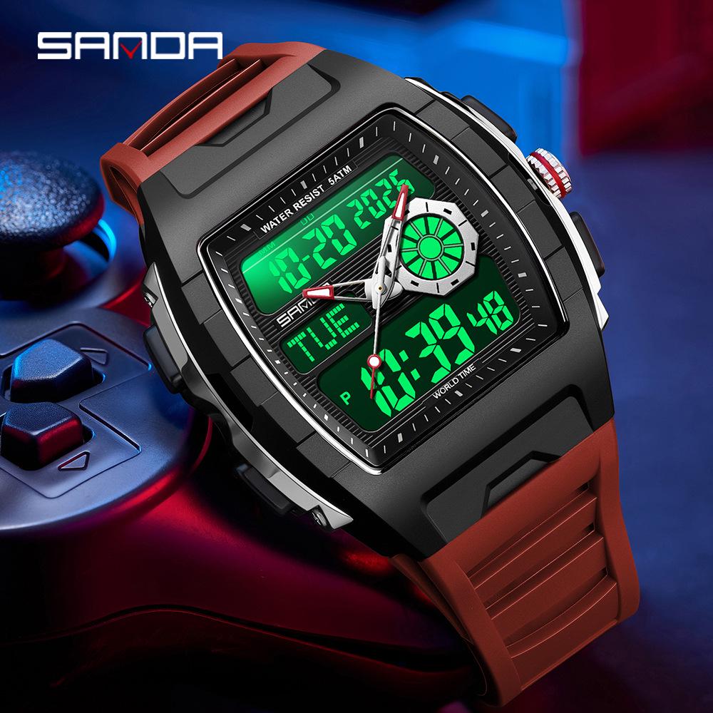 Sanda Trendy Multifunctional Sports Watch with Countdown, Snooze & Luminous Waterproof Features for Students - Model 3397