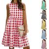 Women's Casual Round-neck Checkered Loose Dress