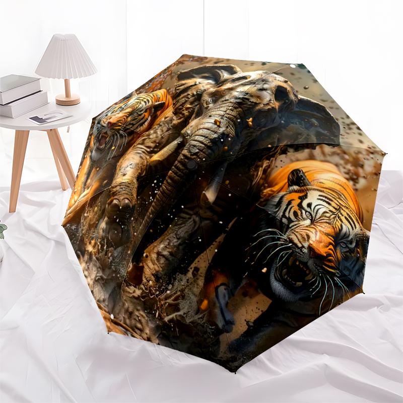 

1PC elephant theme Umbrella Portable Folding Umbrella Iron Frame Hole Bone Structure Outdoor Home Umbrella A19 разноцветный