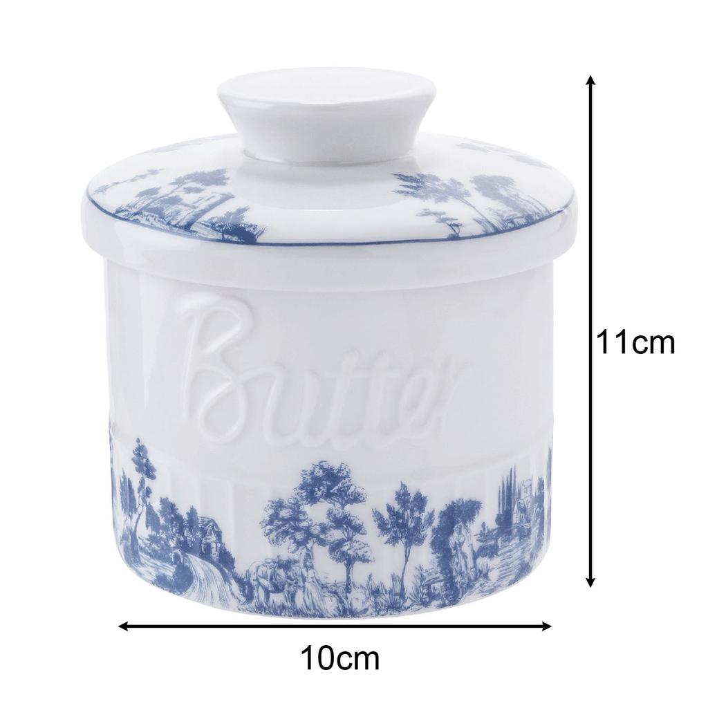 Ceramic Butter Container French Butter Crock with Lid Butter Jar Cheese Case Storage Box for Dining Kitchen Food Organizer