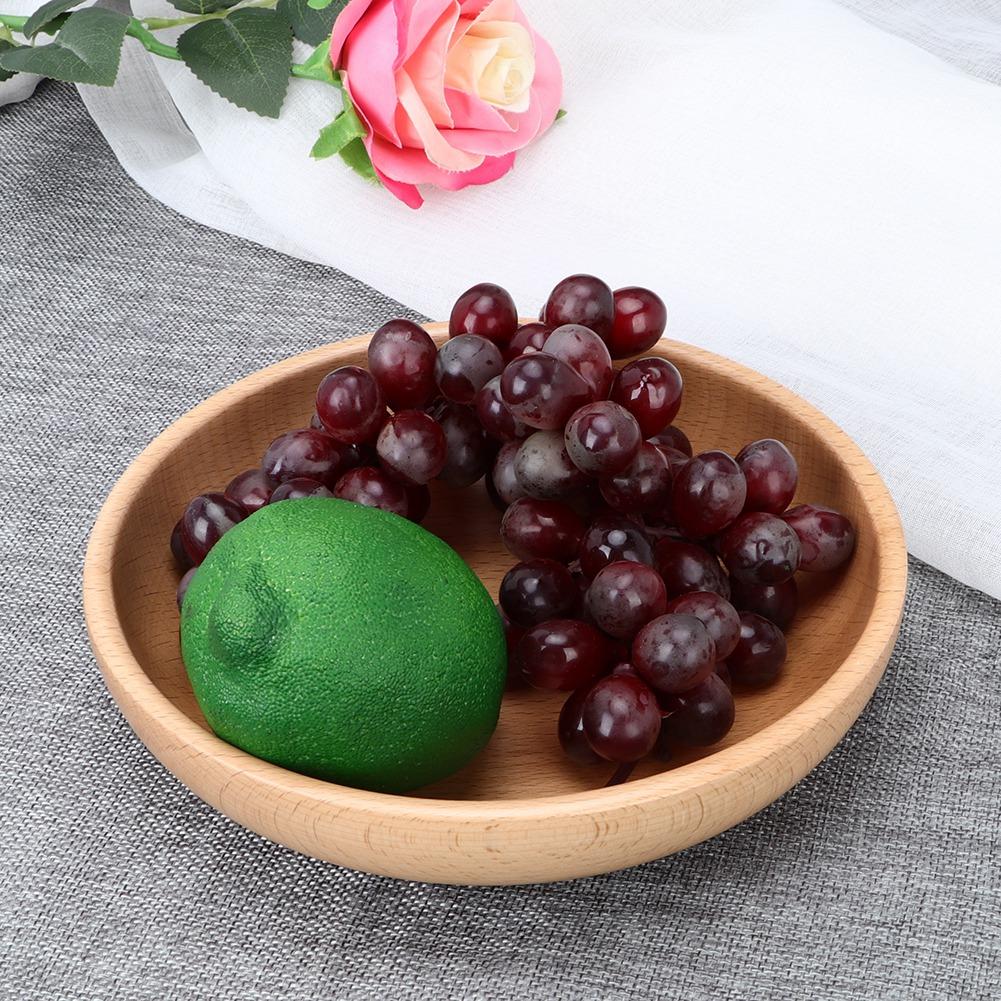 

20cm Wooden Plate Round Natural Wood Serving Tray Tea Food Server Dishes Water Drink Platter