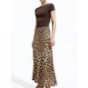 Foreign Trade Order H Home Summer New Wild Leopard Print Aura Full Open High Waist A- Line Skirt Skirt Sheath Pleat Skirt