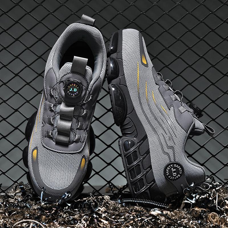 Herresikkerhetssko med ståltå, lettvekts arbeidssko med punkteringsbeskyttelse, pustende sklisikker konstruksjonssko