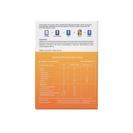 Dr. Morepen LightLife Pre-Meal Nutrition Mix | Controls Appetite & Reduces Cravings |For Men & Women | 60 Sachets | Flavor-Orange