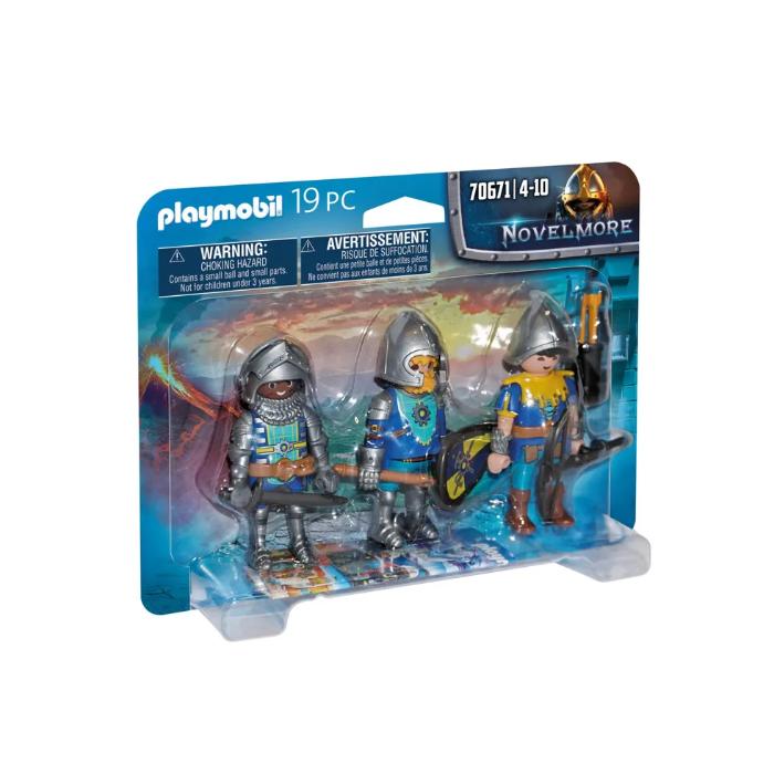Playmobil - 70671 - 3 chevaliers novelmore - epée, arbalète, bouclier et fléau d'armes