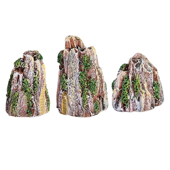 

3Pcs/Set Aquarium Rockeries Vivid Appearance Ornamental Casting Durable Small Resin Fish Tank Mountains Office Decor зелений
