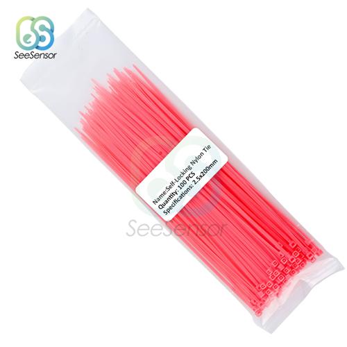 100pcs 200mm Self-locking Nylon Cable Ties 8 Inch 12 Color Plastic Wire Zip Tie 18 Lbs Binding Wrap Straps