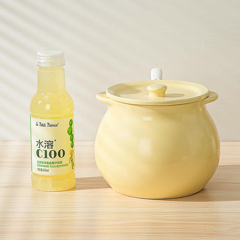 Binaural Pig Oil Tank Household Ceramic Large Capacity High Temperature Resistant Pepper Pot Kitchen Oil Pepper Seed Lard Tank