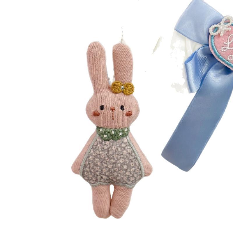 Cute Floral Cloth Animal Keychain Ins Style Lion Bear Rabbit Sheep Fabric Doll Pendant Cute Backpack Decor Daily Gift Accessory