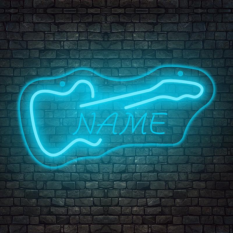 Vlastní neonový nápis kytary - LED nástěnná dekorace napájená přes USB, Ovládání tlačítkem, Na zavěšení na zeď pro studio/KTV/kapelu/bar/pánský pokoj/ložnici