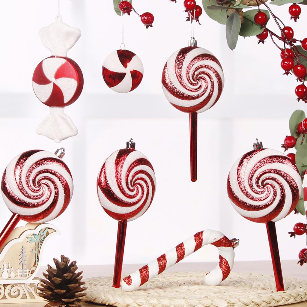 Xmas Tree Candy Decor PVC Material Classical Hanging Candy Ornaments for Holiday Party 5 Candies