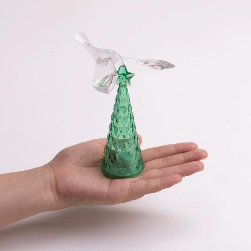 1PC Flying Bird Light LED Rotating Crystal Multicolor Xmas Tree Desktop Ornament Christmas Gift