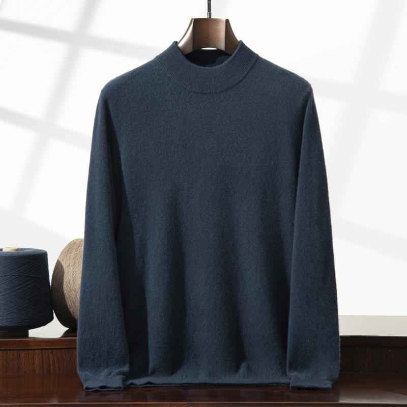 Cashmere shirt semi-turtleneck sweater solid color long-sleeved inner with wool knitting