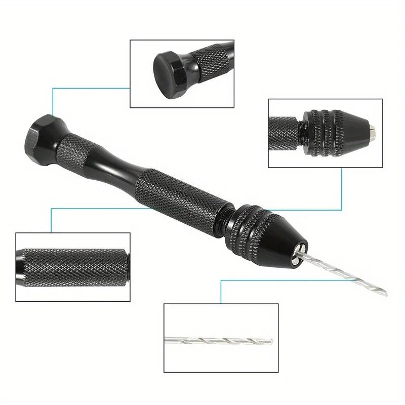 0.3-3.4mm Black Punching Tool 10pc Twist Drill Manual Set for Playing Amber Thousand Eyed Diamond Bodhi Walnuts.