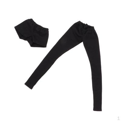 2 Stück handgefertigte Puppenhosen Leggings /6 Puppen Anzieh Accessoire (Schwarz)