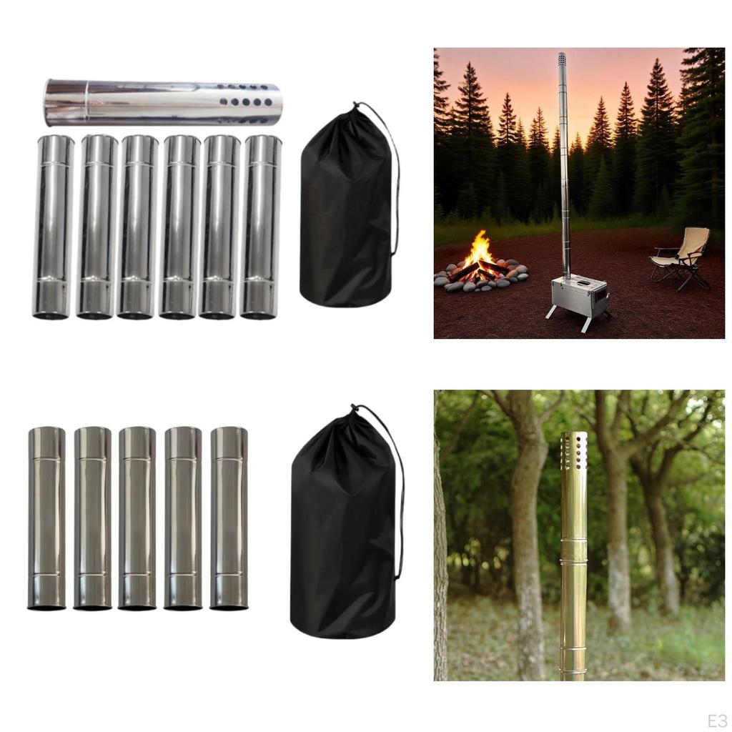 Schornsteinrohre Campingkocher Rohrverlängerung Edelstahl 6cm Durchmesser Tragbar Wärmeableitung Anti