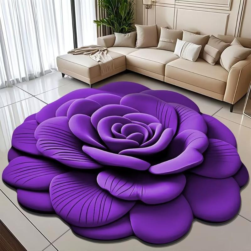 

3D Floral Rug Non Slip Absorbent Carpet for Living Room Bedside Bathroom Kitchen Entryway Floor Mat 40x40cm