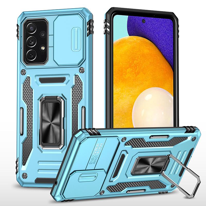 

Для Samsung Galaxy A52 5G Чехол Магнитный Держатель Бронированный Чехол Для Samsung A52 A72 A 72 52 S A52S SM-A525F/DS Чехол со Сдвижной Защитой Объектива Камеры For Galaxy A52 4G светло-синий