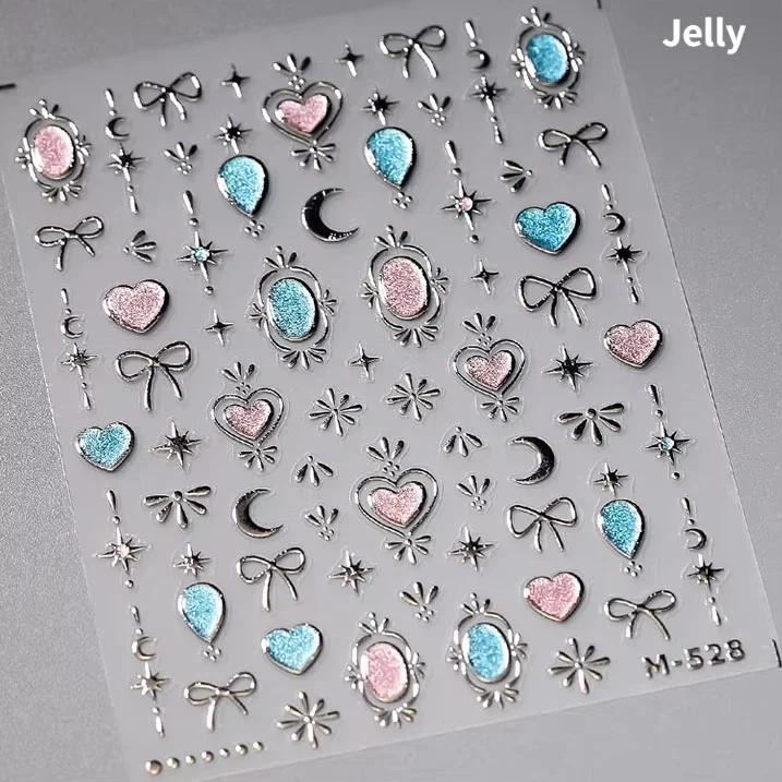 Baroque Pattern Stamping Geometric Totem Flower Retro Star Noble Self Adhesive 5D Nail Art Decoration Sticker Manicure Decal