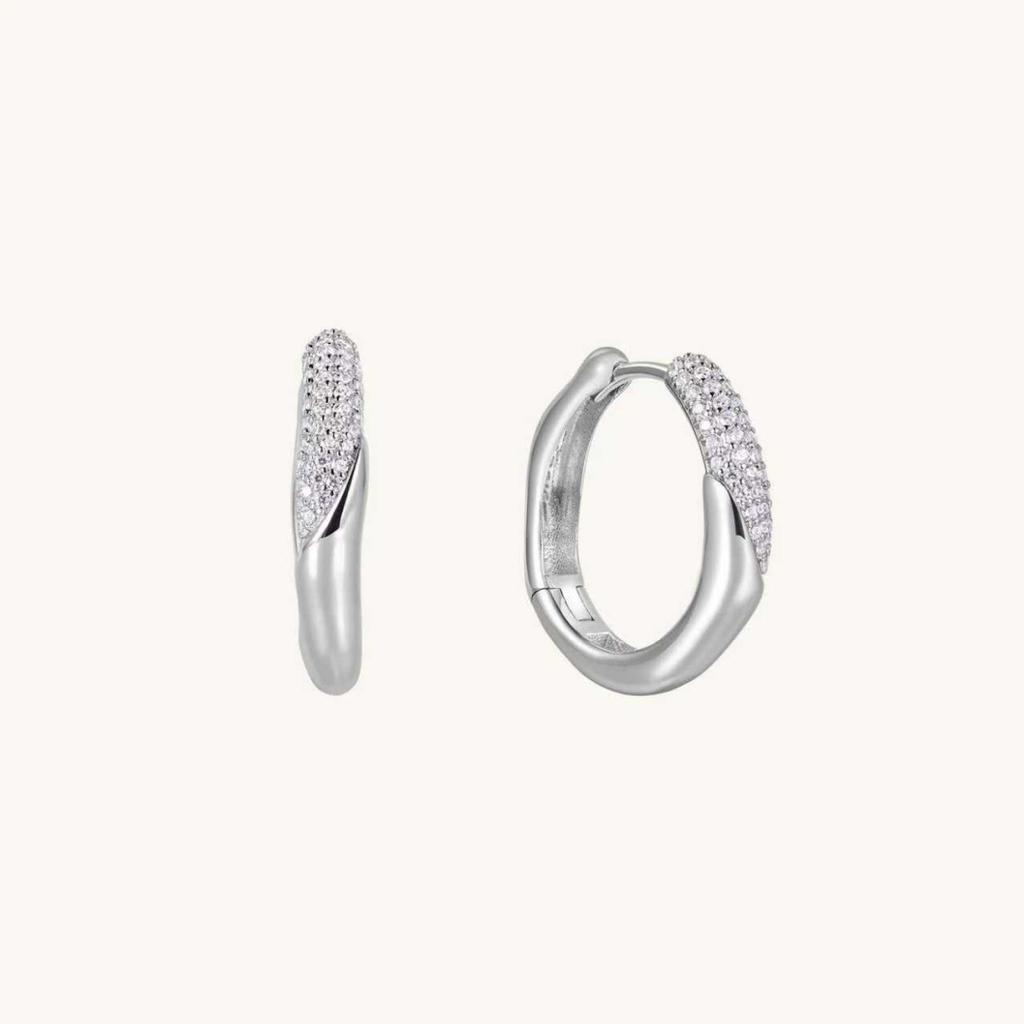 Niche Design Circle Inlaid Zircon Cross Irregular Ear Buckle Temperament Versatile Fashion Commuter Earrings