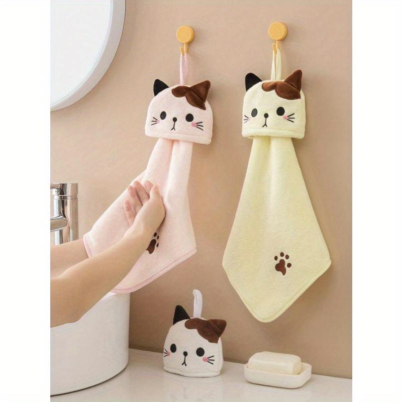 1pc Cute Cartoon Cat Hand Towel - Towel For Bathroom And Kitchen - Absorbent And Dual-Use Wipe Towel Home Bathroom Decor Summer