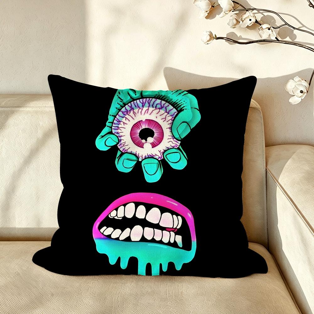 Art LLowbrow AArt EEyeball Cushion Cover Pillow Case Antidustmite Pillowcase Silky Short Plush Sofa Cushion Cover hot