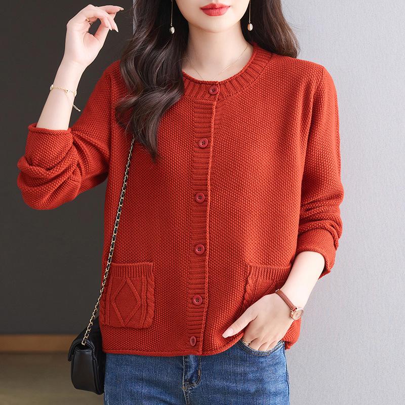 

Women s Loose Casual Knitted Cardigan - New Fashionable Autumn Top Sweater Coat 2025 L помаранчевий