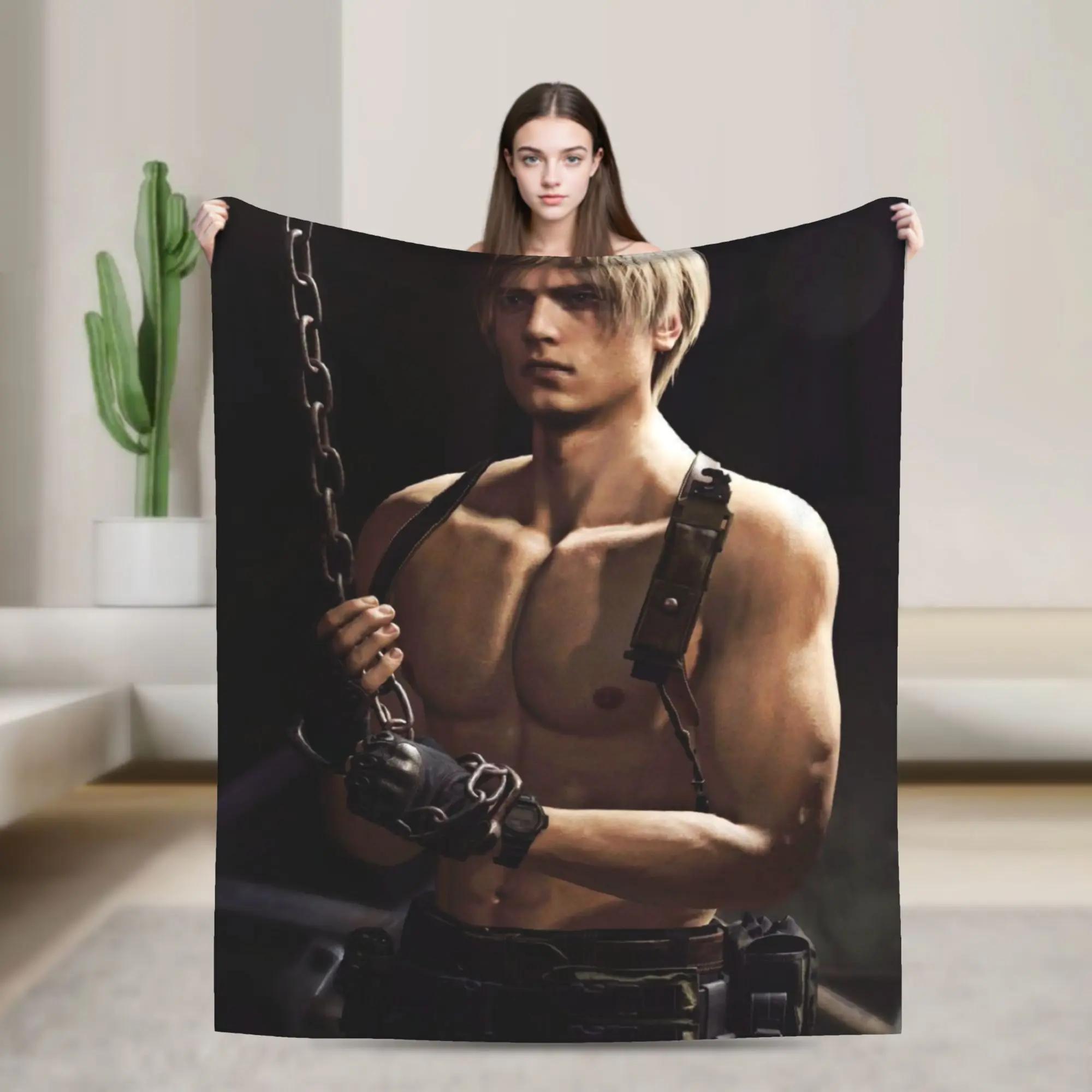 Leon Kennedy Resident Evil Blanket Cozy Soft Throw Blanket for Bed X Inch Multiple Sizes Quilt 75X95CM