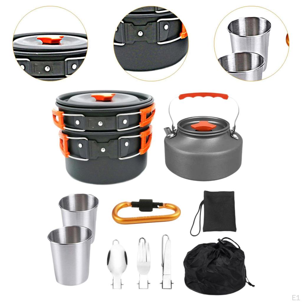Camping Cookware Set for Campfire Cooking Utensils Portable Pot Frying Pan Family
