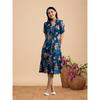 Kuduzo Floral Print Midi Dress, VNeck, Puff Sleeves, With And Flowers, Ruffle Hem (In, Alpha,, Regula