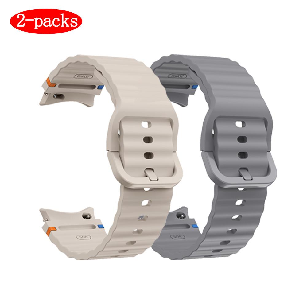 

2Packs Suitable for Samsung watch7/FE wave stitched color buckle silicone strap Suitable for Samsung watch6/5/4 strap 20mm